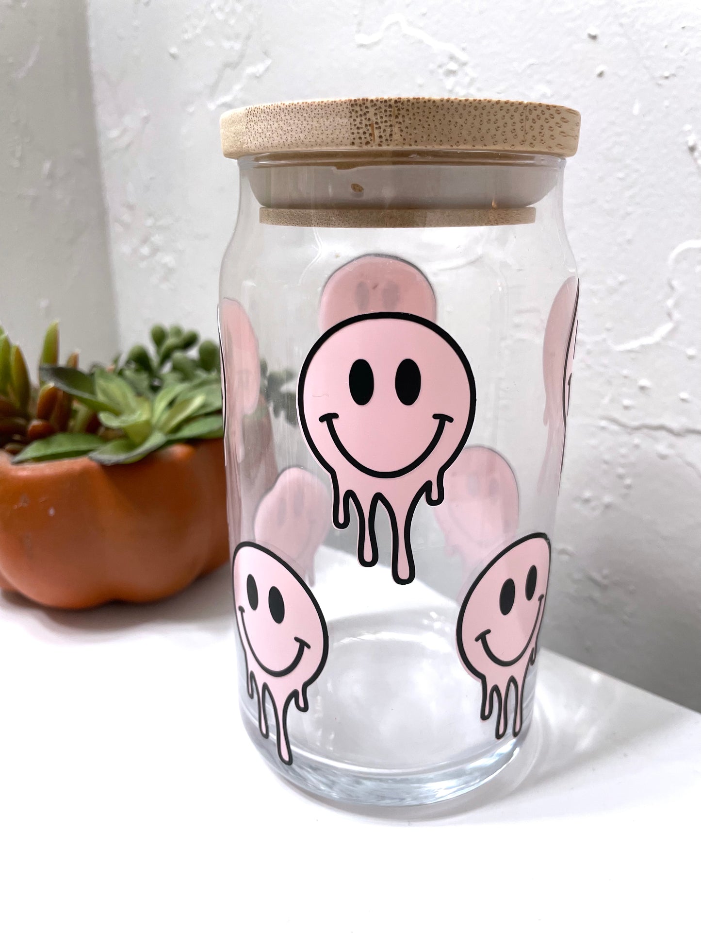 Drippy Happy Face Wrapped 16oz Libbey Cup