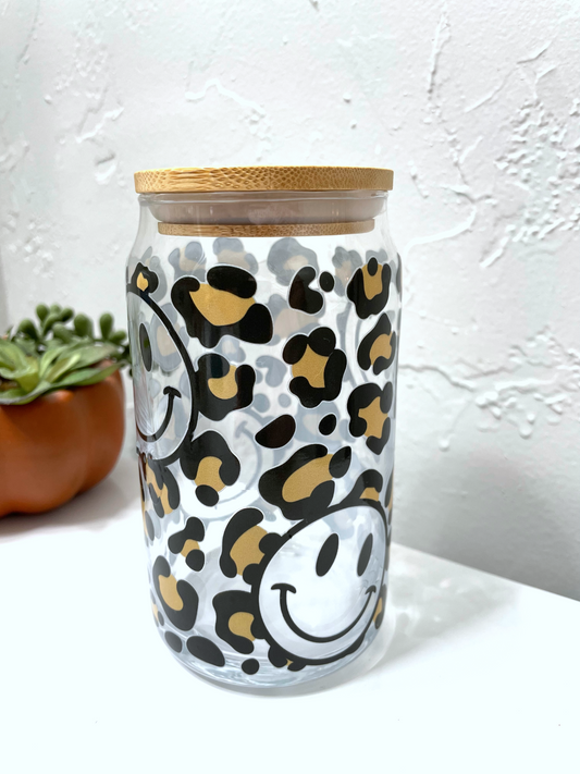 Happy Leopard Wrapped 16oz Libbey Cup